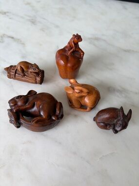 Hand-Carved Brown Wood Animal Figurine Collection - Home Accents Decor